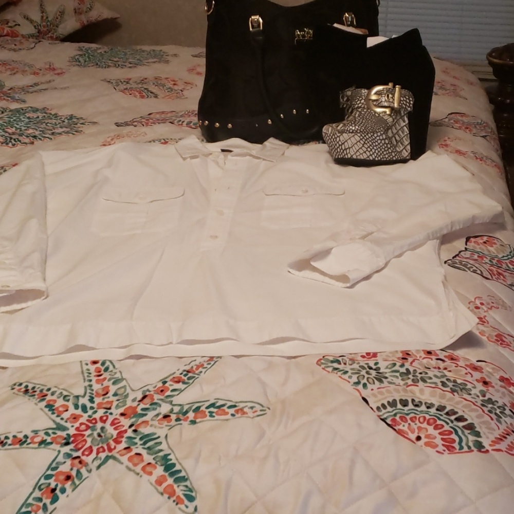 New without tags long sleeve all white polo top